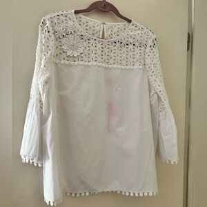 Lilly Pulitzer White Embellished Eyelet Blouse
